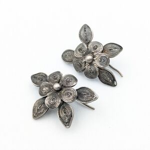Antique metalwork floral earrings